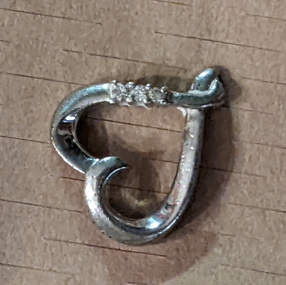 Silver Heart pendant small with small diamonds